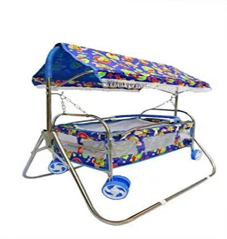 Style Jhula, Swing ,Steel Cradle Bassinet Cot for New Born Baby Sleeping Bed with Net Bassinet  (Blue)