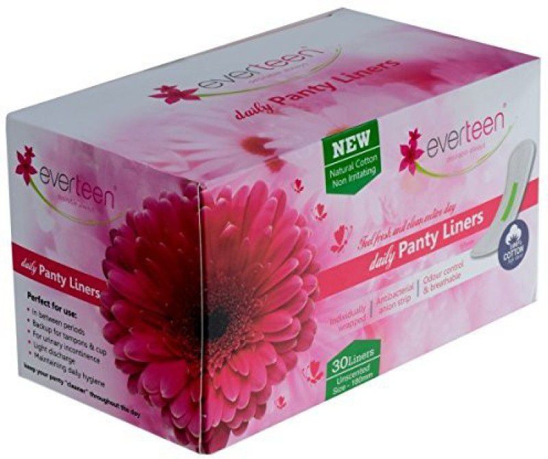 everteen 100% Natural Cotton Daily Panty Liners Pantyliner (Box of 30pcs) Pantyliner