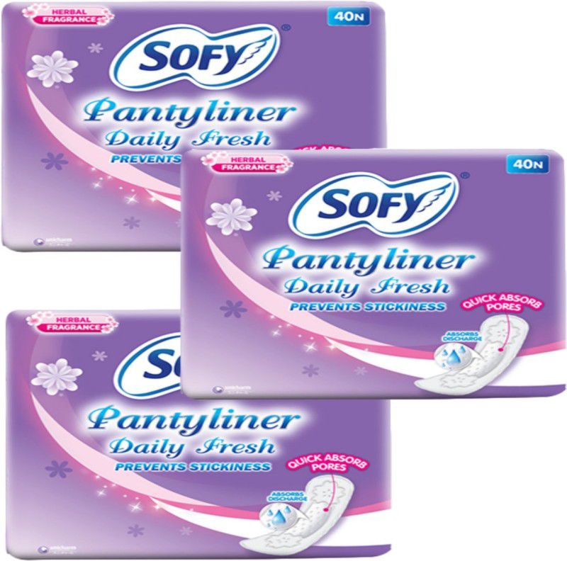 SOFY PANTYLINER Daily Fresh 40+40+40N Pack of 3 Pantyliner  (Pack of 120)