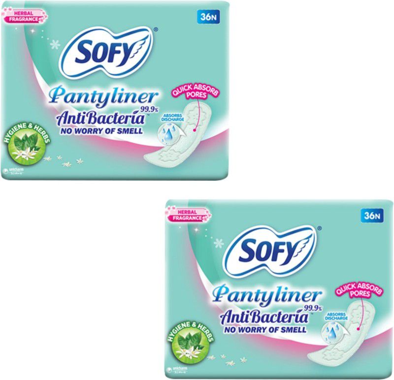 SOFY PANTYLINER Antibecteria 36+36N Pack of 2 Pantyliner  (Pack of 72)