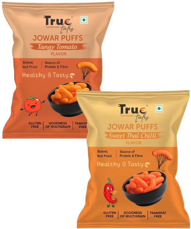 True Tales Jowar Puffs | Tangy Tomato & Sweet Thai Chilli | 100g+100g | No MSG  (2 x 100 g)