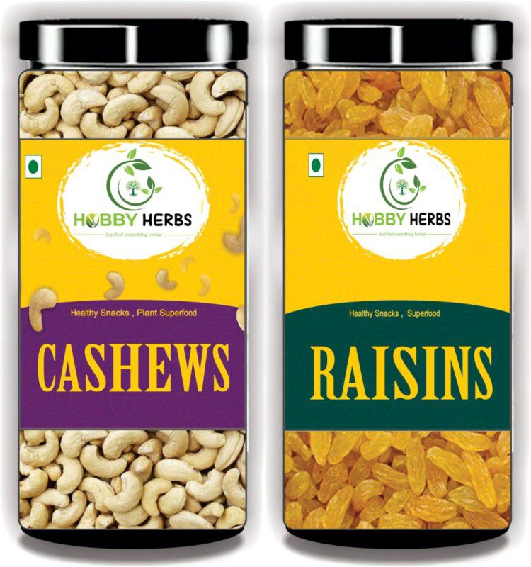 Hobby Herbs Cashew and Raisin Combo 200gm | Dry Fruit Combo ( Kaju & Kishmish ) | Cashews, Raisins  (2 x 100 g)