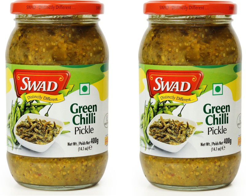 SWAD Delicious Green Chilli Pickle/ Hari Mirchi Achar Green Chilli Pickle  (2 x 400 g)