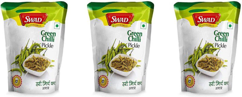 SWAD Delicious Green Chilli Pickle/ Hari Mirchi Achar | 200g Each | Pack of 3 Green Chilli Pickle  (3 x 200 g)