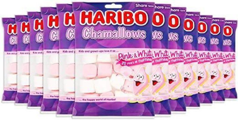 Haribo Chamallows Pink And Whit 140g Pack Of 12 Regular Marshmallow  (12 x 140 g)