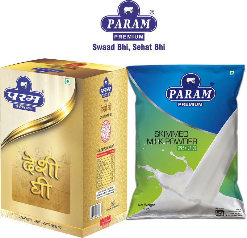 PARAM Premium Skimmed with Deshi Ghee Skimmed Milk Powder  (2 kg, Pack of 2)