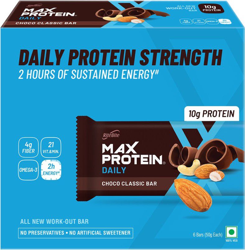RiteBite Max Protein Daily Choco Classic 10g Protein Bar Box  (6 x 50 g)