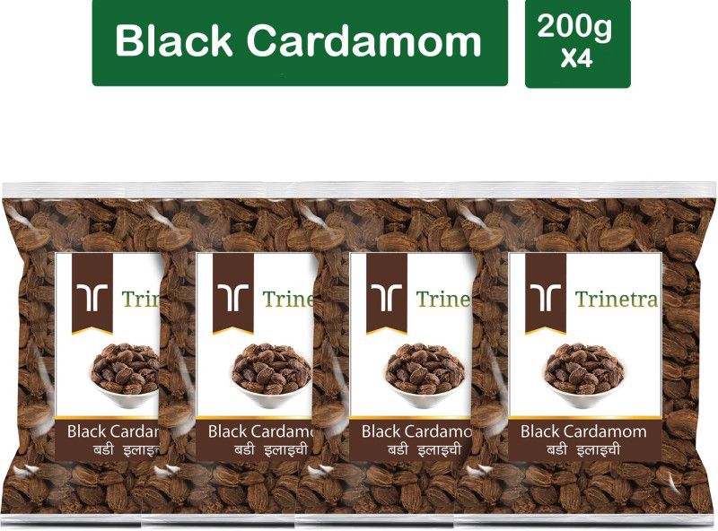 Trinetra Premium Quality Badi Elaichi (Black Cardamom)-200gm (Pack Of 4)  (4 x 200 g)