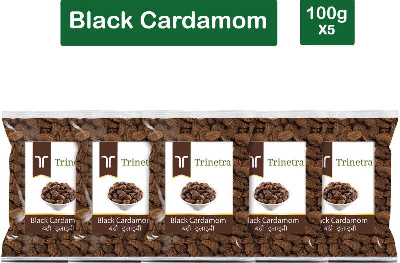 Trinetra Premium Quality Badi Elaichi (Black Cardamom)-100gm (Pack Of 5)  (5 x 100 g)