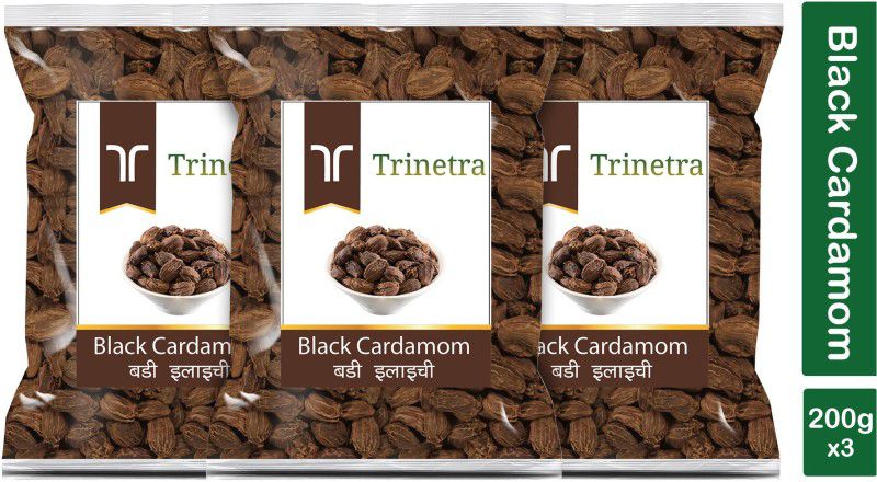 Trinetra Premium Quality Badi Elaichi (Black Cardamom)-200gm (Pack Of 3)  (3 x 200 g)