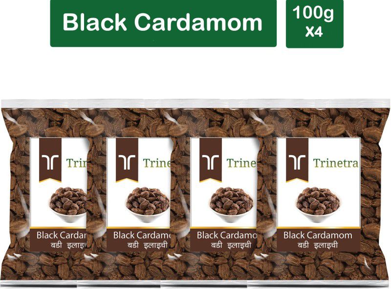 Trinetra Premium Quality Badi Elaichi (Black Cardamom)-100gm (Pack Of 4)  (4 x 100 g)