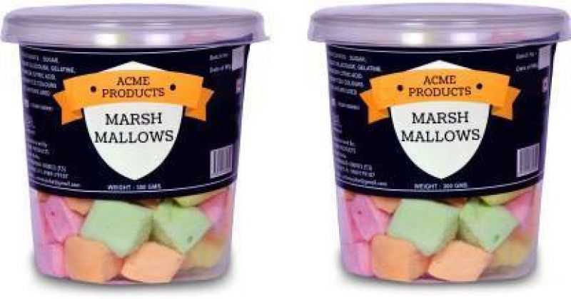acme products Marshmallows 300 Gms pack x 2 Rasberry, Lychee, Orange, Pineapple Marshmallow  (2 x 300 g)