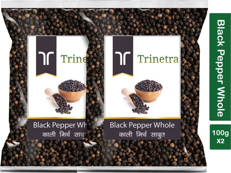 Trinetra Premium Quality Kali Mirch Sabut (Black Pepper)-100gm (Pack Of 2)  (2 x 100 g)