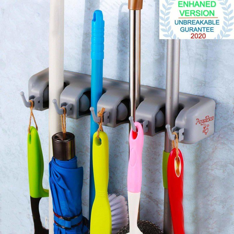 KREYANA Grey Plastic Broom Holder  (5 Holders)
