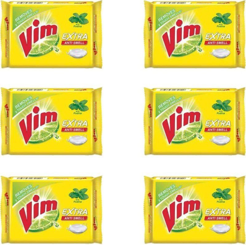 Vim NEW EXTRA ANTI SMELL BAR with pudina 250 GM (pack of 6) Dishwash Bar  (6 x 250 g)