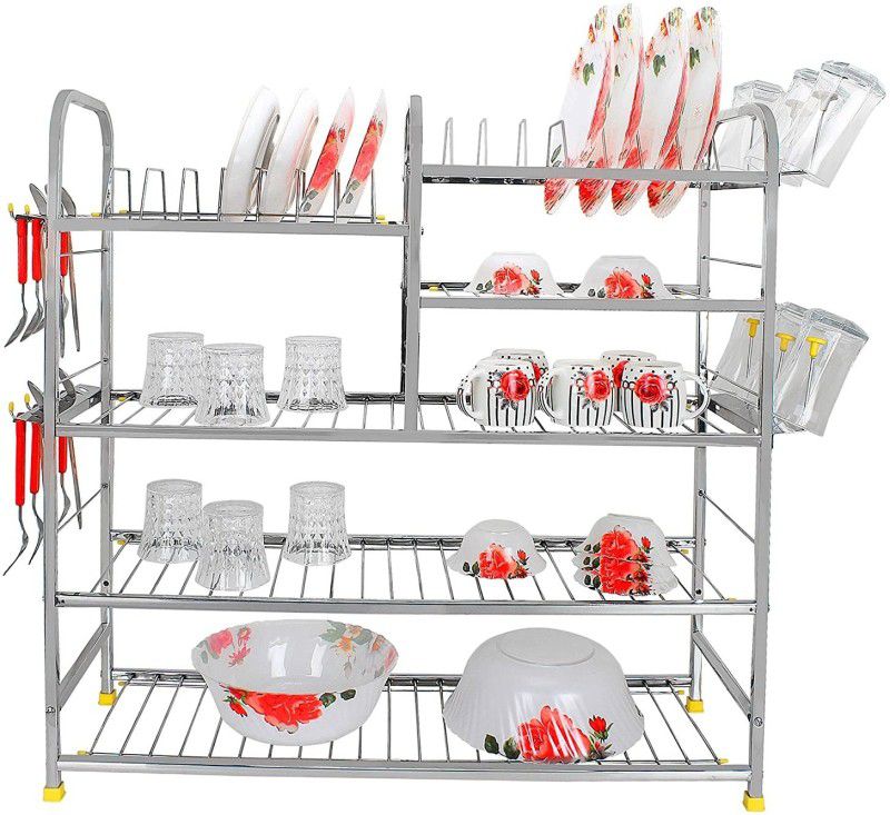 MANKA MANKA Kitchen rack 30x30 Inch Wall Mount Kitchen Dish Rack/Kitchen Utensils Rack/Kitchen Organizer/Modular Kitchen Storage Rack/Utensils Rack with Plate & Cutlery Stand Stainless Steel Silver| Dish Drainer Kitchen Rack  (Steel, Steel)