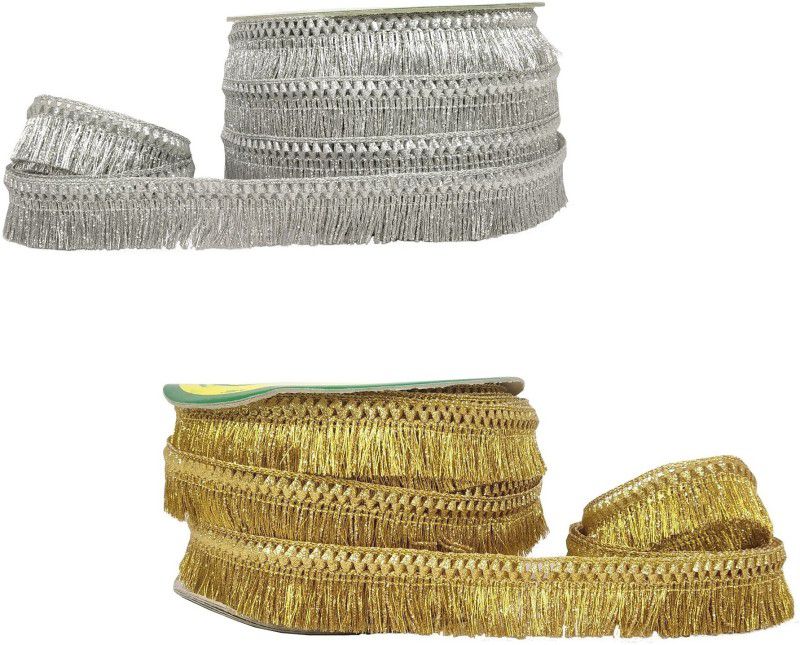 De-Ultimate CWG0326-003 Pack of 2 (18mtr Roll, Width: 2.5cm) Gold-Silver Zari Kiran Gota Trim Lace Reel  (Pack of 2)