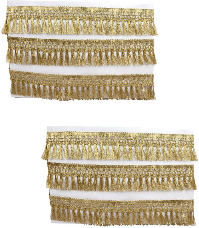 De-Ultimate CWG0328-001 Pack of 2 (18mtr Roll, Width:5cm) Golden Kiran Jhaalar Gota Patti Trim Lace Lace Reel  (Pack of 2)