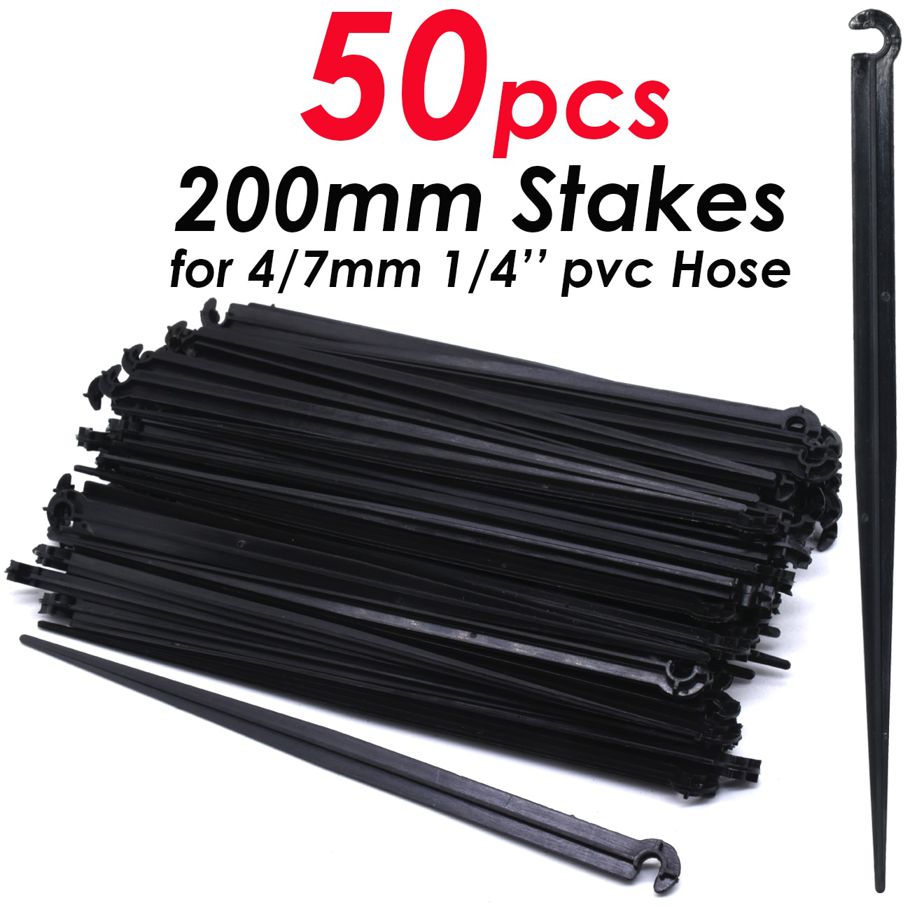 50-1000PCS Garden 1/4" Stake Fixed Stems Holder Support 11cm 20cm for Drip Irrigation 4/7mm Hose  Pipe Inserting Ground