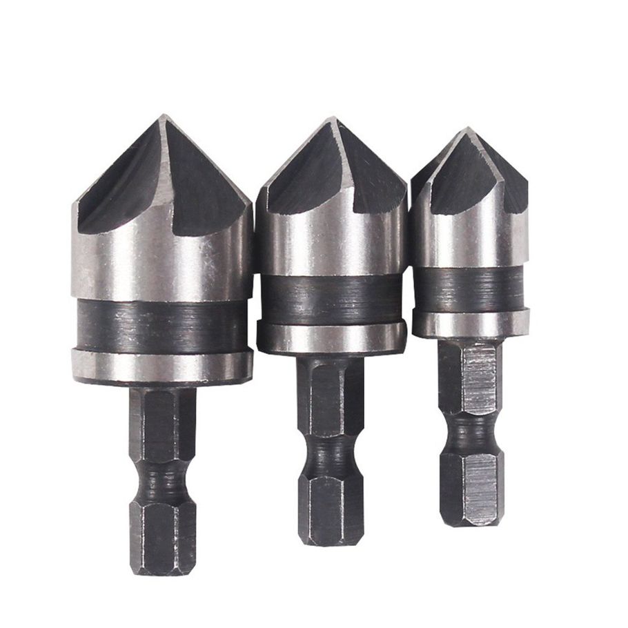 1/4" Hex 12Mm 16Mm 19Mm Countersink Power Drill Bit Bore Set For Wood Metal Silver