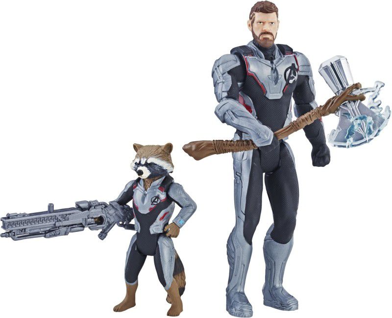 MARVEL Avengers Endgame Thor and Rocket Raccoon 2-pack Characters from MCU Movies  (Multicolor)