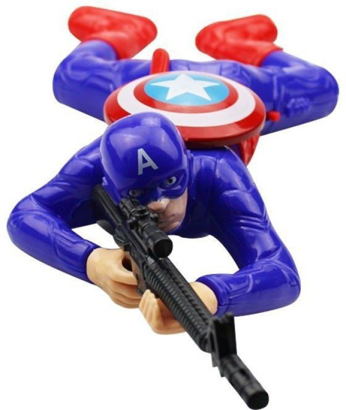Delite New Avengers Captain America Crawling Action Figure Light Sound Kids Fun PLay  (Multicolor)