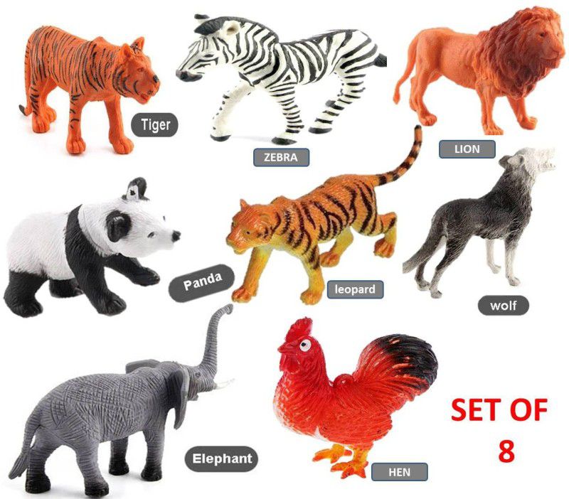 Mallexo Education Wild Animals Toys for Kids Set | Multi-Color Jungle Animal Toy Set for Kids Boys and Girls- Set of 8 Learning Animals for Kids  (Multicolor)