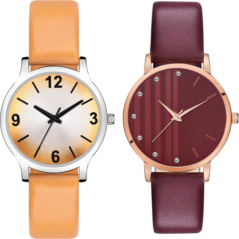 MT324354 Girls Attractive Leather Belt Combo (Pack of 2) Analog Watch - For Girls