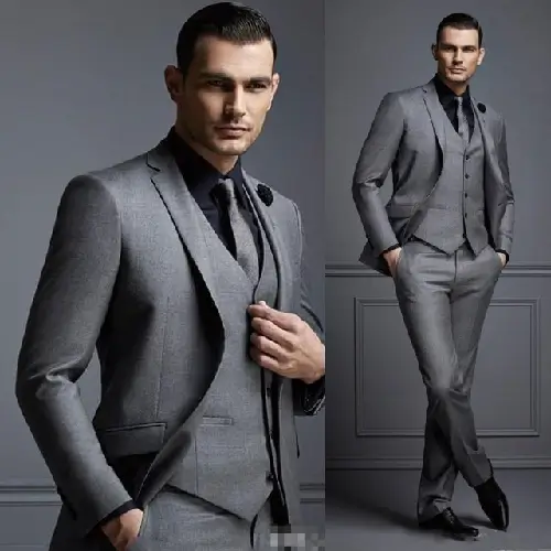 New Grey Suit Business And Groom