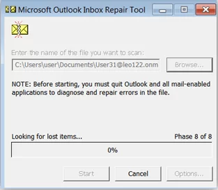 After choosing the location of your PST file, click on the Start button to run the process.