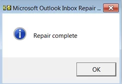 It will pop up the message "Repair Complete." 
