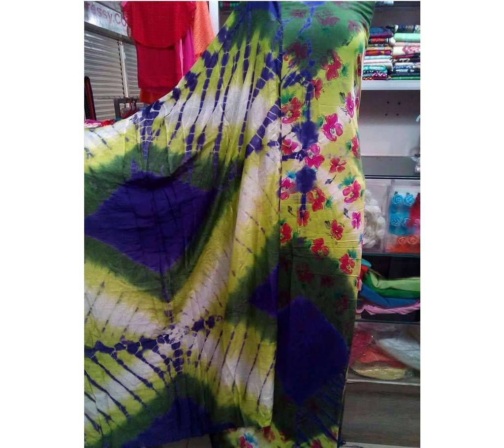 Unstitched China lilen screen printed tie dye two Pc