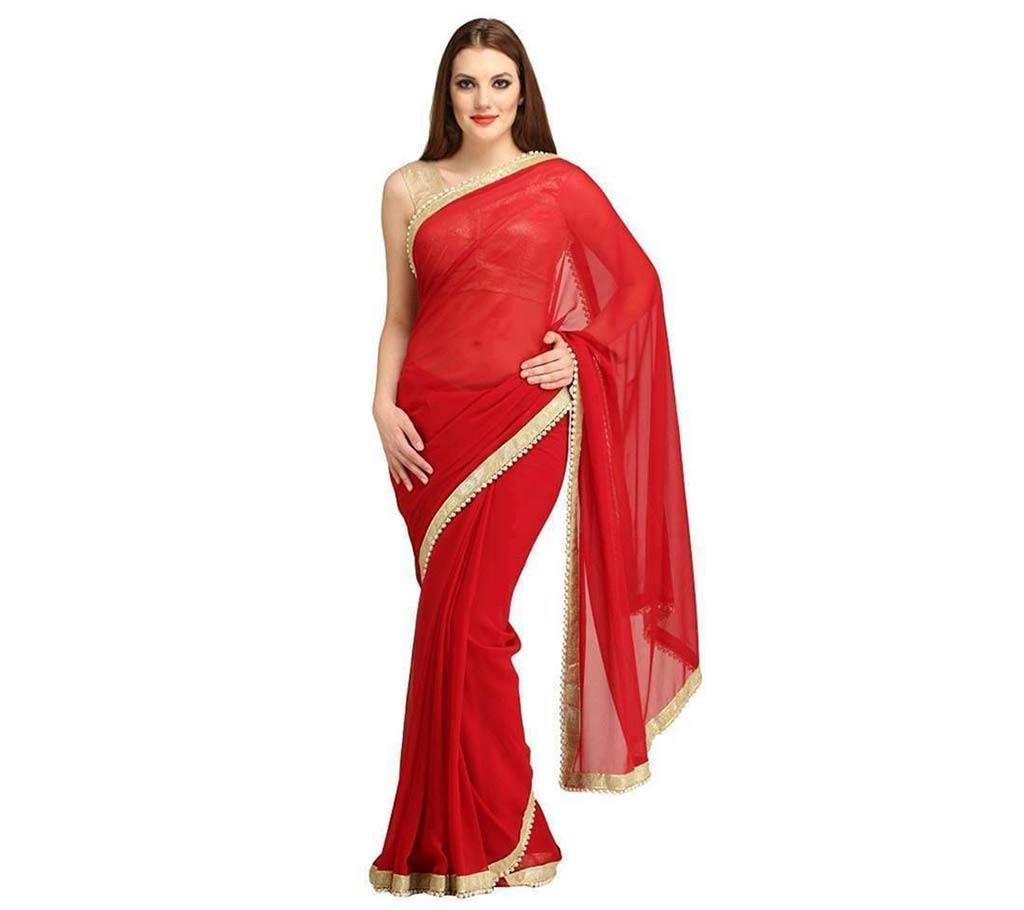Indian red chiffon sharee 