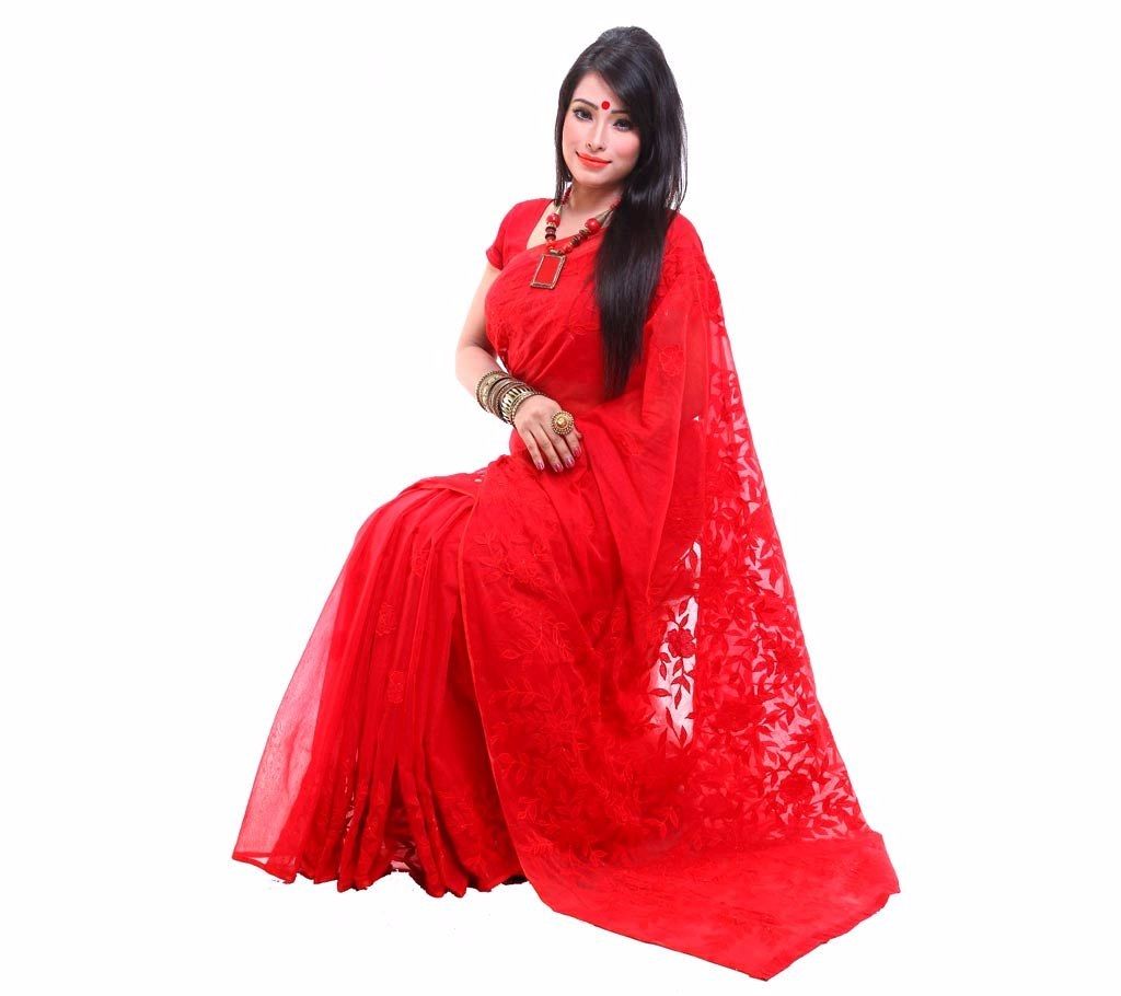 Pure Muslin Silk Hand Embroidery Sharee
