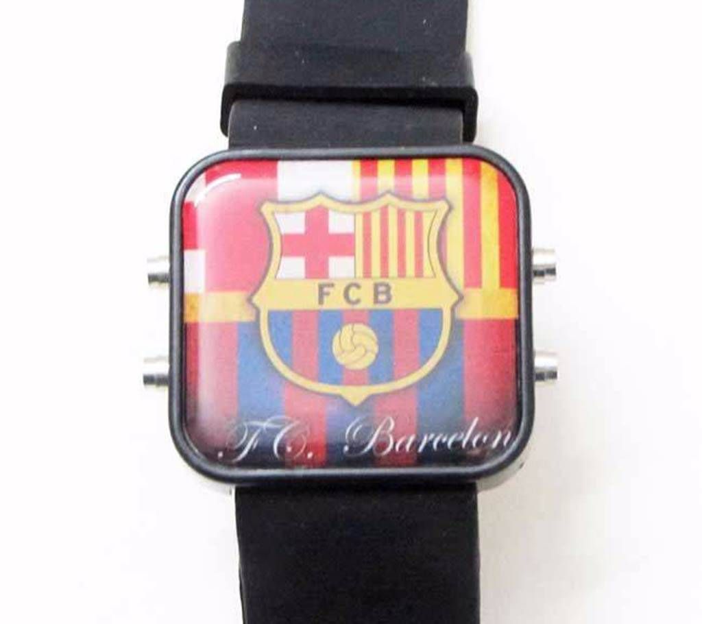 Barcelona Theme Silicon Belt LED Wrist Watch 