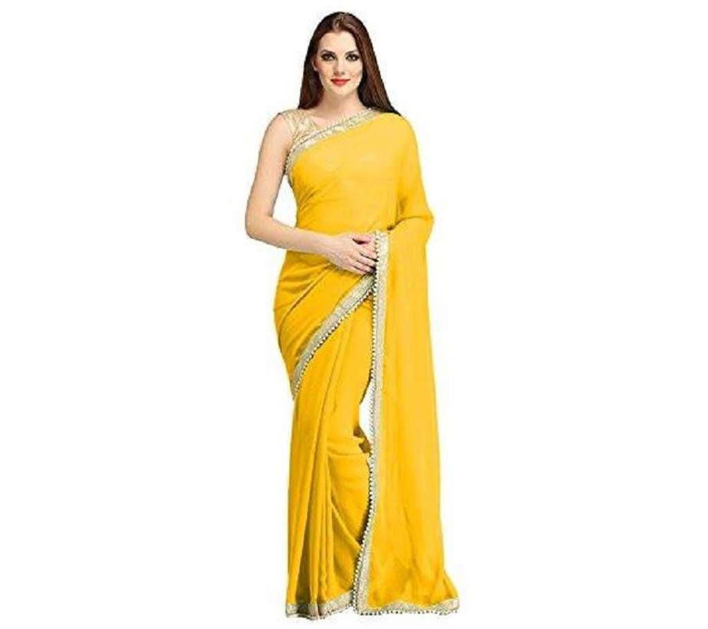 Indian yellow chiffon sharee 