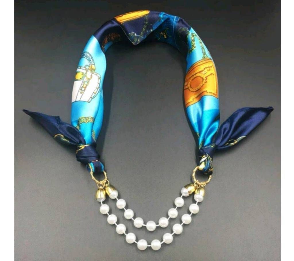 Artificial pearl setting scarf necklace