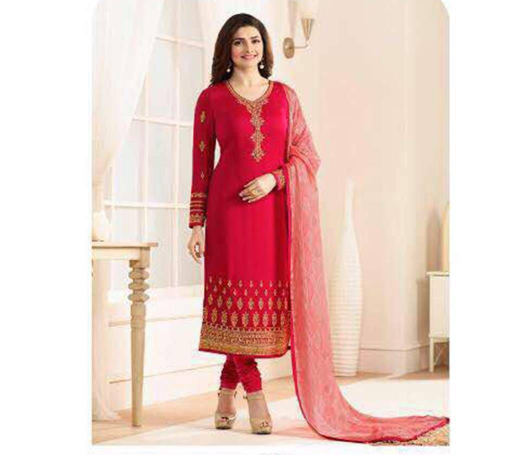 Indian Replica Unstitched Embroidery Cotton Three-Piece