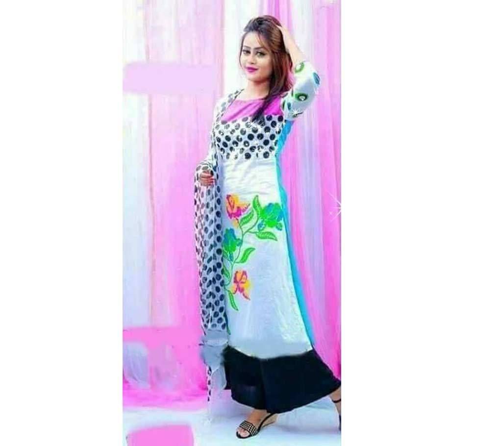 Screen Printed Cotton Unstitched three pc