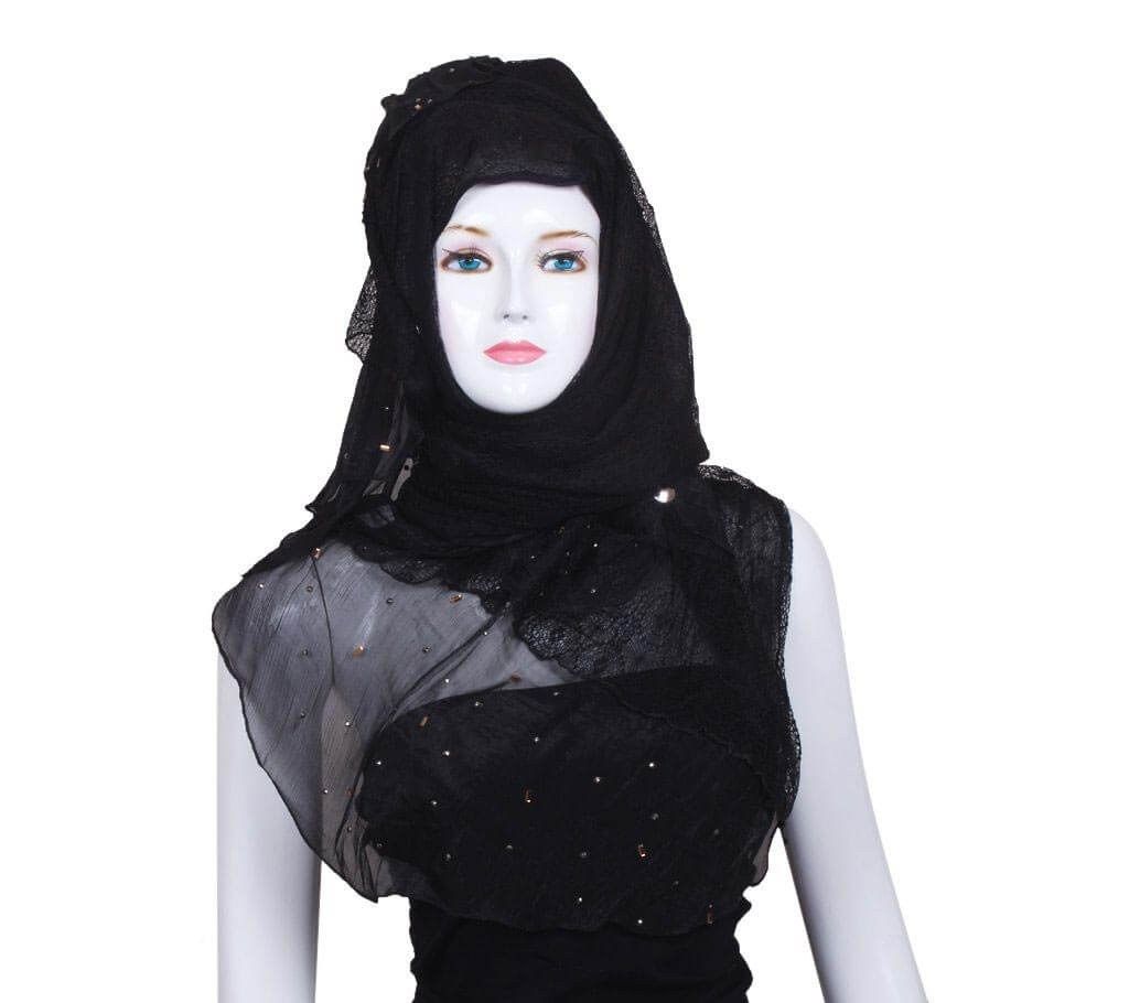 Double Layer Black Chiffon Hijab
