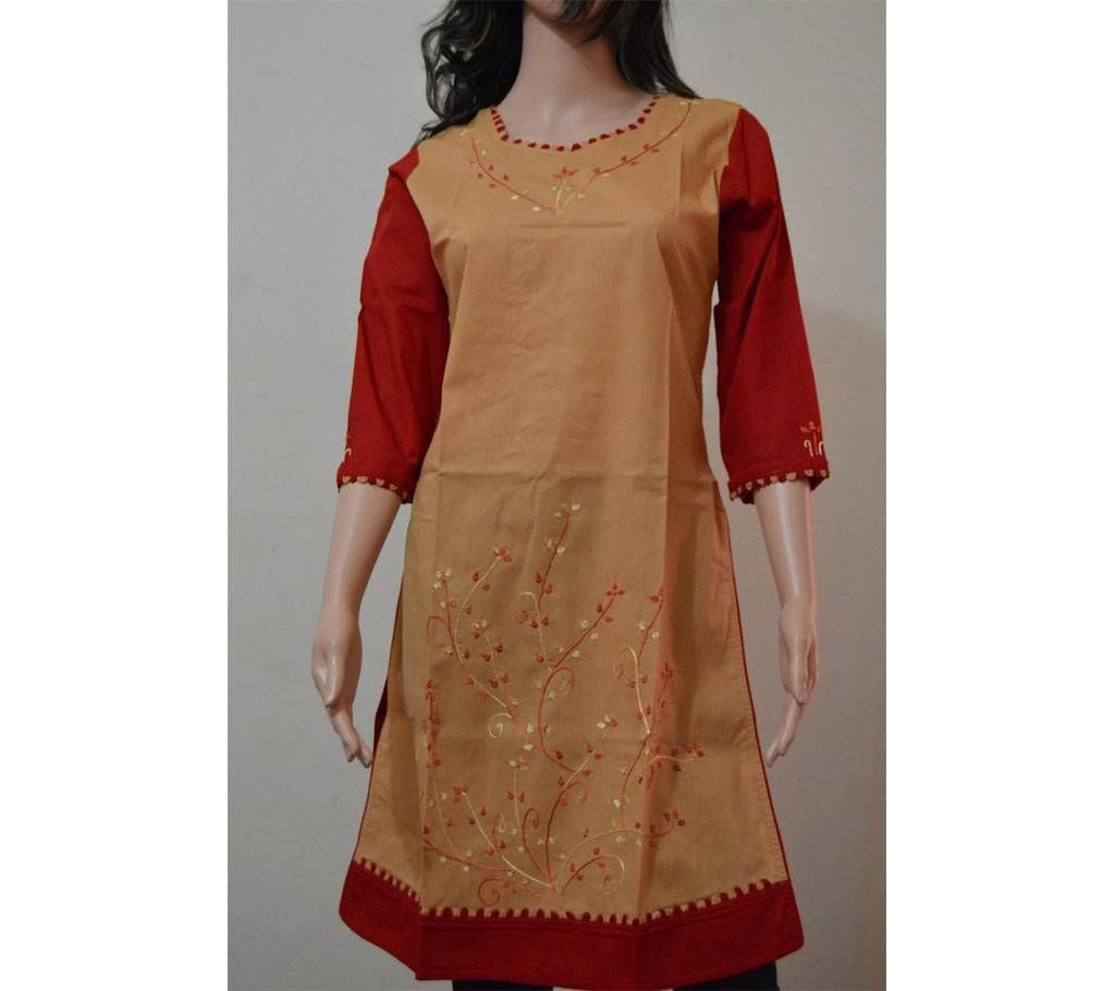 Stitched hand made cotton long kurti 