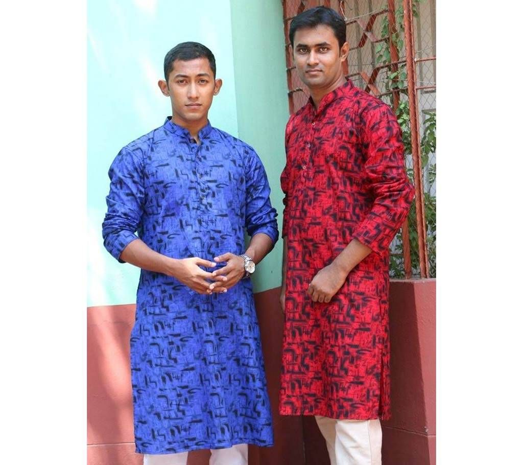 slim fit cotton punjabi for men-2 pieces combo