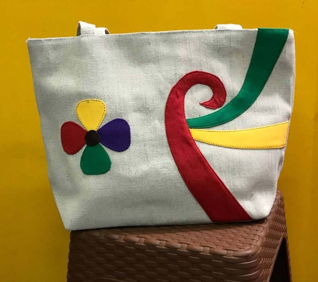 Ladies jute cotton handbag 