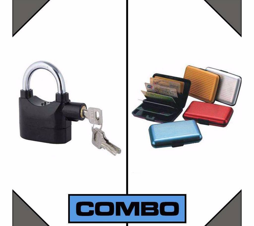 Security Alarm Lock + Credit Card Holder Combo