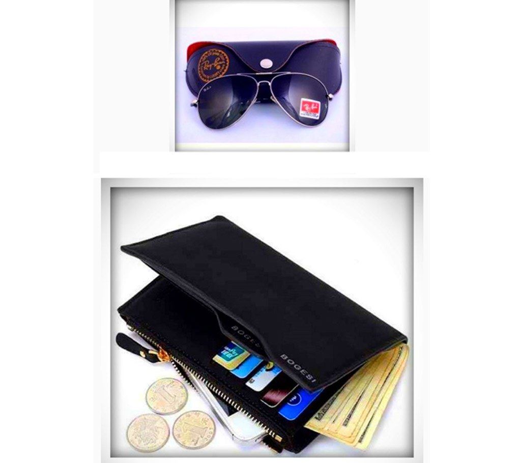 Ray Ban Men's Sunglasses +Bogesi Men' Wallet Combo