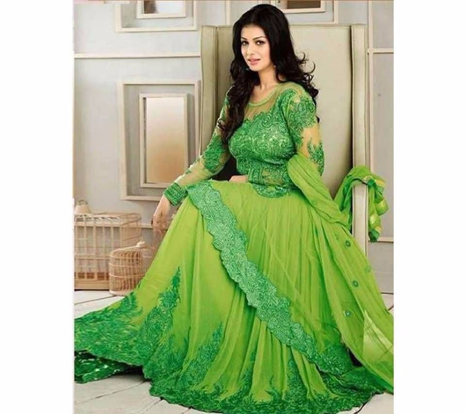 Semi stitched Georgette embroidery replica long suit 