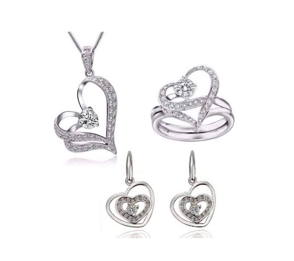 Silver Plated Crystal drop Jewelry Set