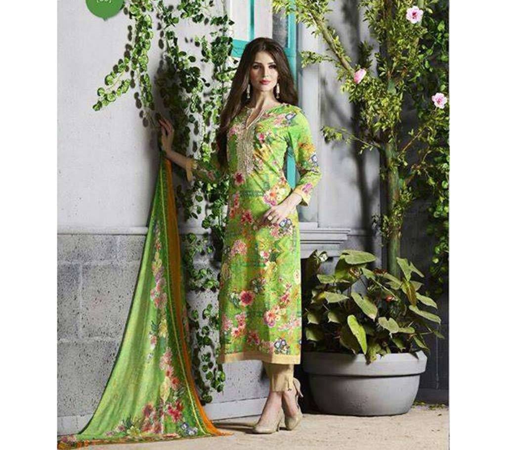 Indian unstitched embroidery voil three piece 