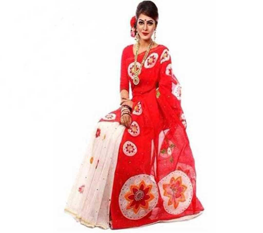 Hand painted printed cotton sharee 