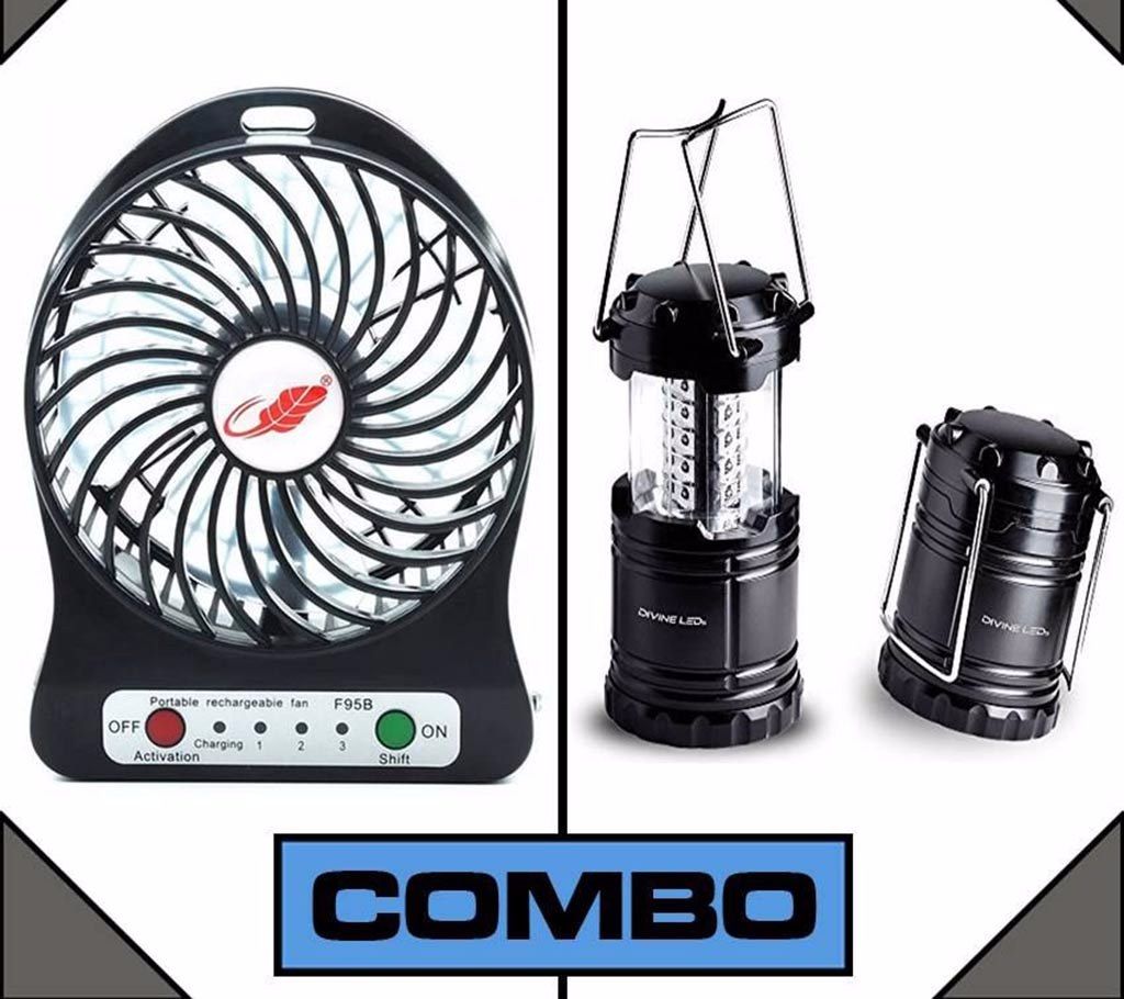 Mini Handheld Fan & Rechargeable Lantern Combo